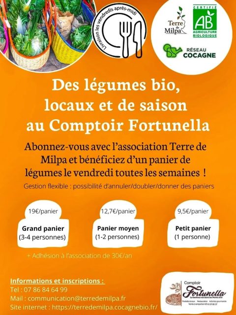 Nouveau point de retrait au @comptoirfortunella à Saint-Fortunat !

Au plus proche de vous, les paniers de légumes de vos abonnements Terre de Milpa seront bientôt disponibles au Comptoir Fortunella !! L’occasion de compléter vos courses de la semaine avec les délicieux produits de l’épicerie !

🧺 3 tailles de paniers, de 9,5€ à 19€/semaine
🥦 Légumes locaux, bio & solidaires !
➡️ Pour vous abonner : communication@terredemilpa.fr

#légumes #maraichage #Bio #saintfortunat #saintdidier #panierlegumes